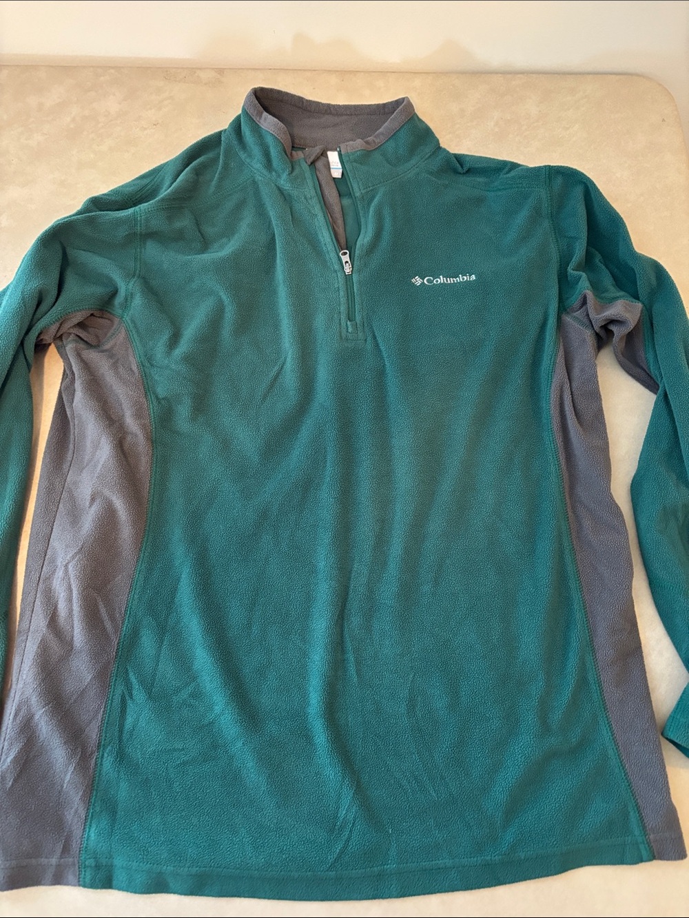 Columbia Forest Green and Gray Fleece Half-Zip Pullover